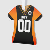 Gepersonaliseerde zwarte/Oranje Voetbal Jersey Orn Ornament (voorkant)