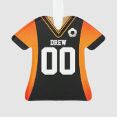 Gepersonaliseerde zwarte/Oranje Voetbal Jersey Orn Ornament (achterkant)