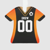 Gepersonaliseerde zwarte/Oranje Voetbal Jersey Orn Ornament (voorkant)