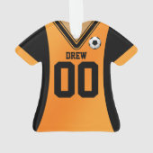 Gepersonaliseerde zwarte/Oranje Voetbal Jersey Ornament (achterkant)