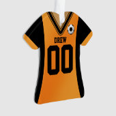 Gepersonaliseerde zwarte/Oranje Voetbal Jersey Ornament (voorkant)