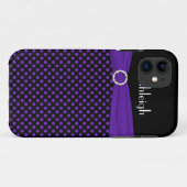 Gepersonaliseerde zwarte, Paarse polka dot iPhone Case-Mate iPhone Case (Achterkant (horizontaal))