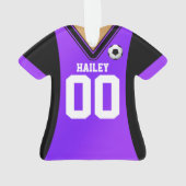 Gepersonaliseerde zwarte/Paarse Voetbal Jersey Ornament (achterkant)