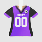 Gepersonaliseerde zwarte/Paarse Voetbal Jersey Ornament (voorkant)