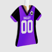 Gepersonaliseerde zwarte/Paarse Voetbal Jersey Ornament (voorkant)