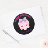 Gepersonaliseerde zwarte pastel roze en Paarse sch Ronde Sticker (Envelop)