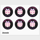 Gepersonaliseerde zwarte pastel roze en Paarse sch Ronde Sticker (Vel)