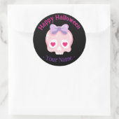 Gepersonaliseerde zwarte pastel roze en Paarse sch Ronde Sticker (Tas)