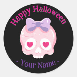 Gepersonaliseerde zwarte pastel roze en Paarse sch Ronde Sticker