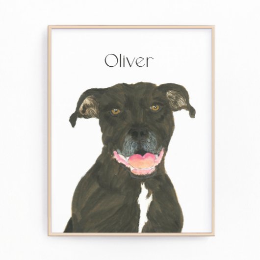 Gepersonaliseerde zwarte Pitbull Staffy Dog Art Foto Afdruk