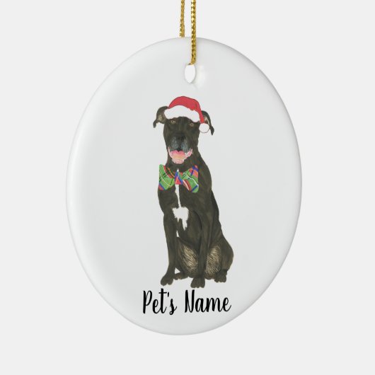 Gepersonaliseerde Zwarte Pitbull Staffy Santa Hat  Keramisch Ornament (Rechts)