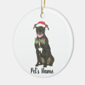 Gepersonaliseerde Zwarte Pitbull Staffy Santa Hat Keramisch Ornament (Links)