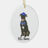 Gepersonaliseerde zwarte Pitbull Staffy Yarmulke S Keramisch Ornament (Rechts)