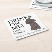 Gepersonaliseerde Zwarte Poedel Hond Huwelijk Kartonnen Onderzetters (Schuin)