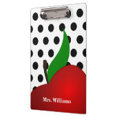 Gepersonaliseerde zwarte poka Dot Red Apple-leraar Klembord (Links)