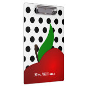 Gepersonaliseerde zwarte poka Dot Red Apple-leraar Klembord (Rechts)