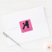 Gepersonaliseerde zwarte pool op roze vierkante sticker (Envelop)