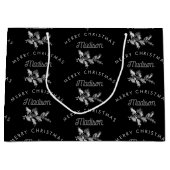 Gepersonaliseerde zwarte retro Merry Christmas Mon Groot Cadeauzakje