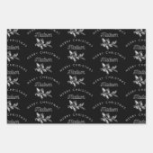 Gepersonaliseerde zwarte retro Merry Christmas Mon Inpakpapier Vel (Voorkant 2)