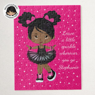 Gepersonaliseerde zwarte Rocking Ballerina Legpuzzel