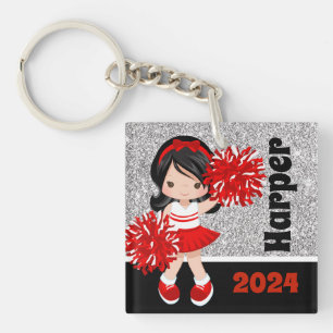 Gepersonaliseerde zwarte & rode cheerleading Sleut Sleutelhanger