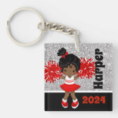 Gepersonaliseerde zwarte & rode cheerleading Sleut Sleutelhanger (Voorkant)