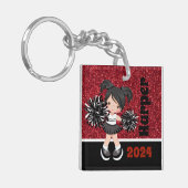 Gepersonaliseerde zwarte & rode cheerleading Sleut Sleutelhanger (Voorkant Links)