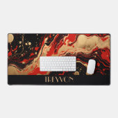Gepersonaliseerde zwarte, rode en gouden inkten bureaumat (Keyboard & Muis)