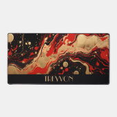 Gepersonaliseerde zwarte, rode en gouden inkten bureaumat (Voorkant)