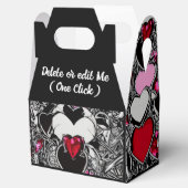 Gepersonaliseerde zwarte & rode hartritme Illus-vo Bedankdoosjes (Geopend)