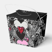Gepersonaliseerde zwarte & rode hartritme Illus-vo Bedankdoosjes (Achterkant)