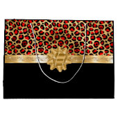 Gepersonaliseerde zwarte rode luipaard Golden BOW Groot Cadeauzakje (Achterkant)