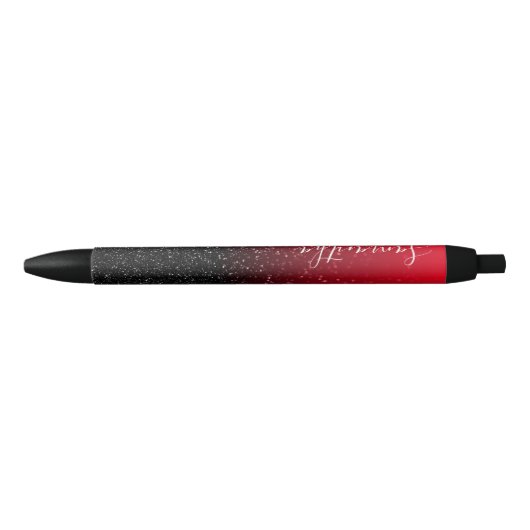 Gepersonaliseerde zwarte rode Ombre Glitter Zwarte Inkt Pen (Voorkant)