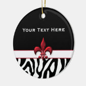 Gepersonaliseerde zwarte rode Zebra Fleur de Lis Keramisch Ornament (Links)