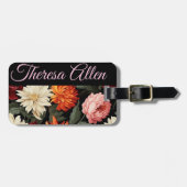 Gepersonaliseerde zwarte & roze bagagelabel (Voorkant horizontaal)