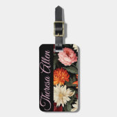 Gepersonaliseerde zwarte & roze bagagelabel (Voorkant verticaal)