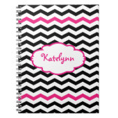 Gepersonaliseerde zwarte roze Chevron Spiral-lapto Notitieboek (Voorkant)