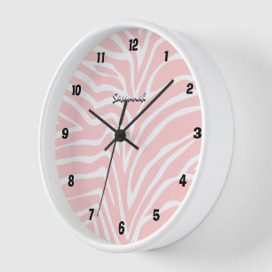 Gepersonaliseerde zwarte roze Zebra Elke kleurwand