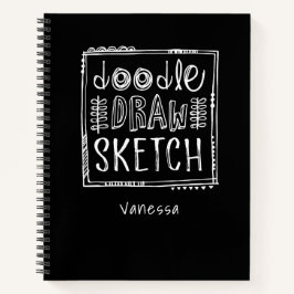 Gepersonaliseerde zwarte schetsboek Notitieboek
