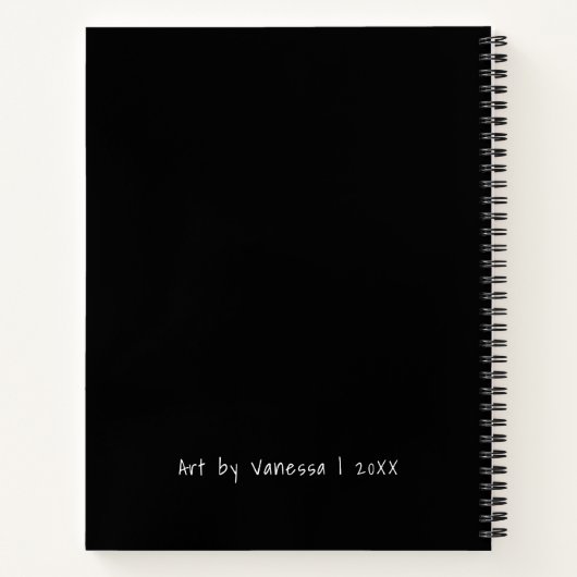 Gepersonaliseerde zwarte schetsboek Notitieboek (Achterkant)