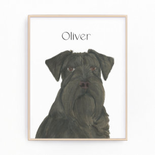 Gepersonaliseerde zwarte Schnauzer Art Foto Afdruk