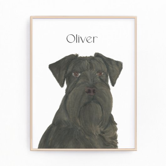 Gepersonaliseerde zwarte Schnauzer Art Foto Afdruk