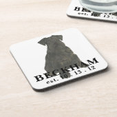 Gepersonaliseerde zwarte Schnauzer Bier Onderzetter (Linkerzijde)