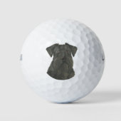 Gepersonaliseerde zwarte Schnauzer Golfballen (Voorkant)