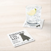 Gepersonaliseerde Zwarte Schnauzer Hond Huwelijk Kartonnen Onderzetters (Insitu)