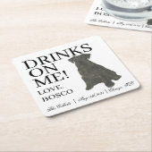 Gepersonaliseerde Zwarte Schnauzer Hond Huwelijk Kartonnen Onderzetters (Schuin)