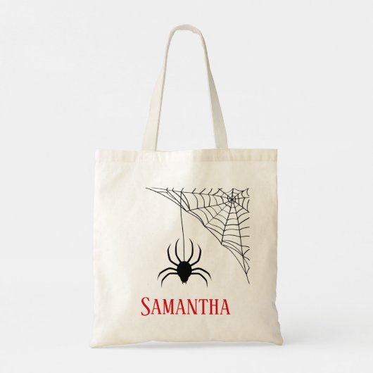 Gepersonaliseerde zwarte spin- en spinwebCanvas ta Tote Bag (Achterkant)