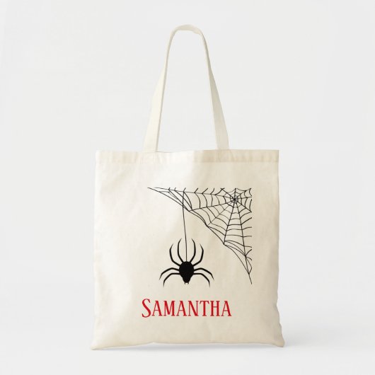 Gepersonaliseerde zwarte spin- en spinwebCanvas ta Tote Bag (Voorkant)