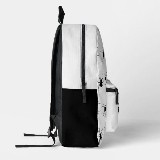 Gepersonaliseerde zwarte spinnen op wit bedrukte rugzak (Links)