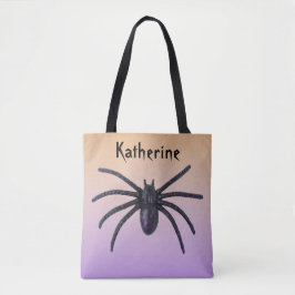 Gepersonaliseerde zwarte spinnenzak voor Halloween Tote Bag